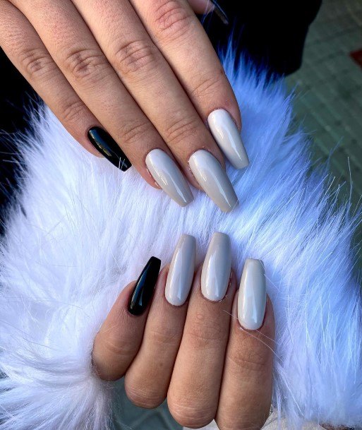 Womens Black And Grey Nail Design Ideas