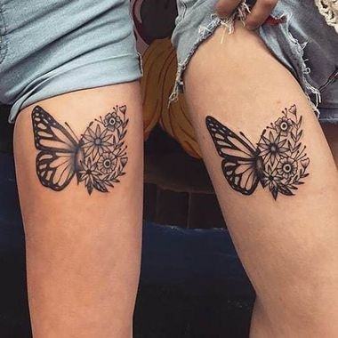 Womens Black Butterfly Tattoo Best Friends