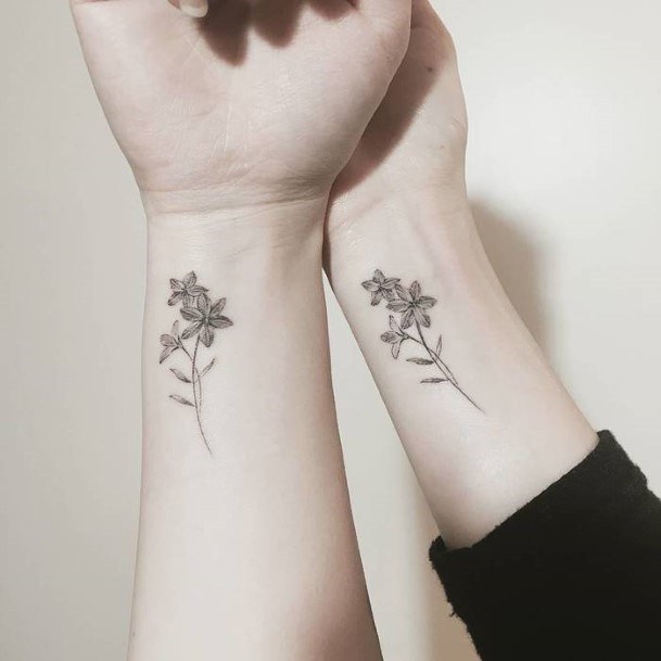 Womens Black Flower Bunch Tattoo Matching