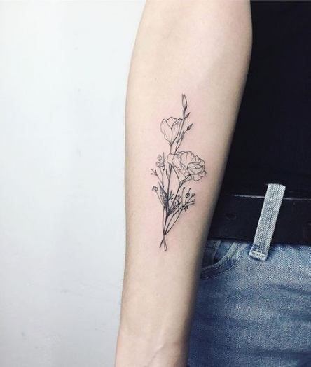 Womens Black Flower Tattoo Forearms