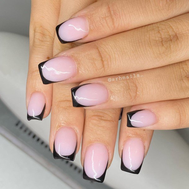 Womens Black French Tip Good Looking Nails