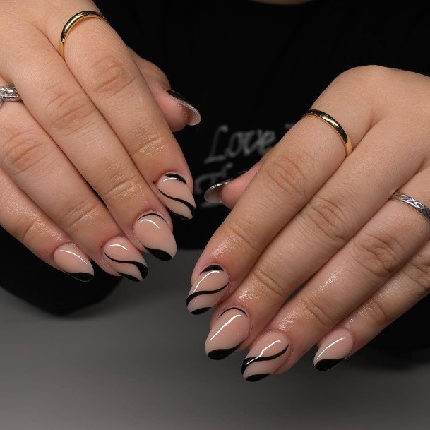 Womens Black French Tip Nail Design Ideas