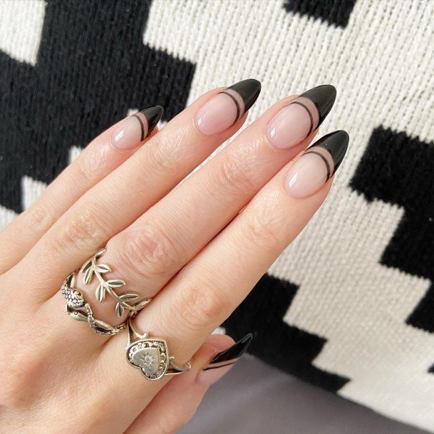 Womens Black French Tip Nails