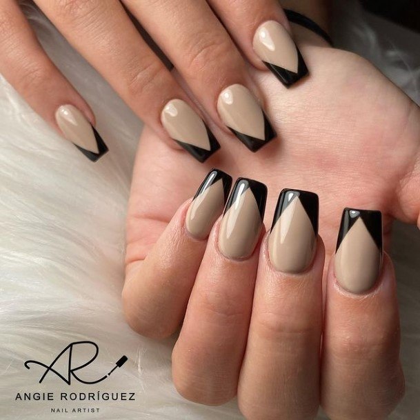 Womens Black French Tip Super Nail Designs