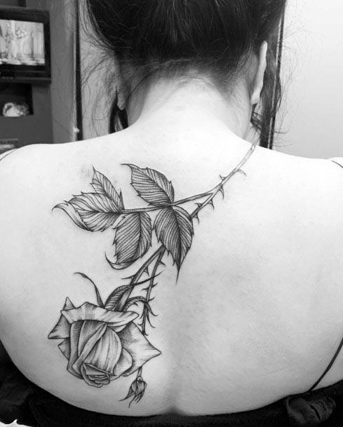 Womens Black Rose Tattoo Back