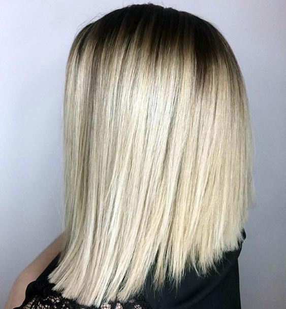 Womens Blonde Lob Blonde At The Ends And Dark At The Roots