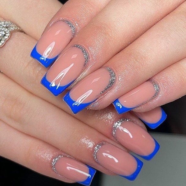 Womens Blue And Silver Good Looking Nails