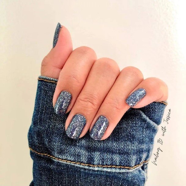 Womens Blue And Silver Nail Ideas