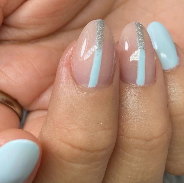 Womens Blue And Silver Nails