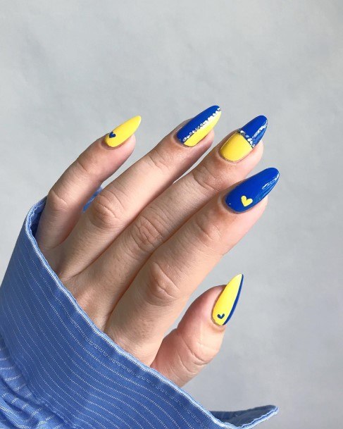 Womens Blue And Yellow Good Looking Nails