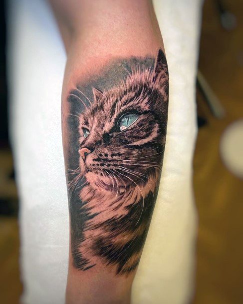 Womens Blue Eyed Cat Tattoo