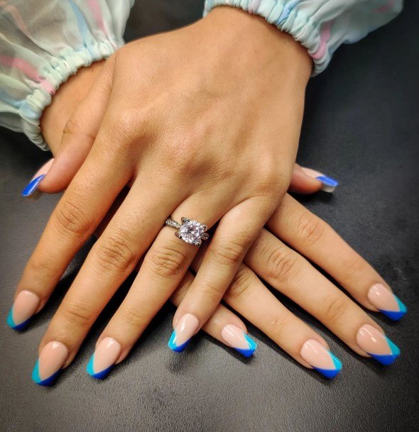 Womens Blue French Tip Girly Nail Designs