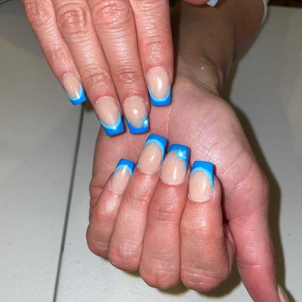 Womens Blue French Tip Nail Ideas