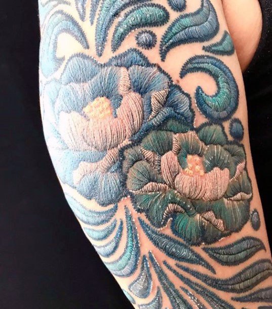 Womens Blue Gorgeous 3D Tattoo