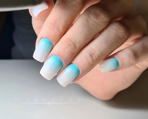 Womens Blue Ombre Girly Nail Designs