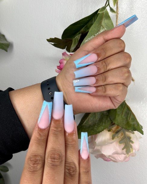 Womens Blue Ombre Good Looking Nails