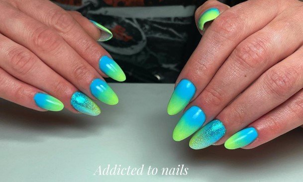 Womens Blue Ombre Nails