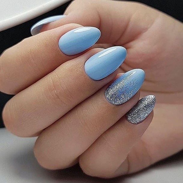 Womens Blue Short Nail Design Ideas