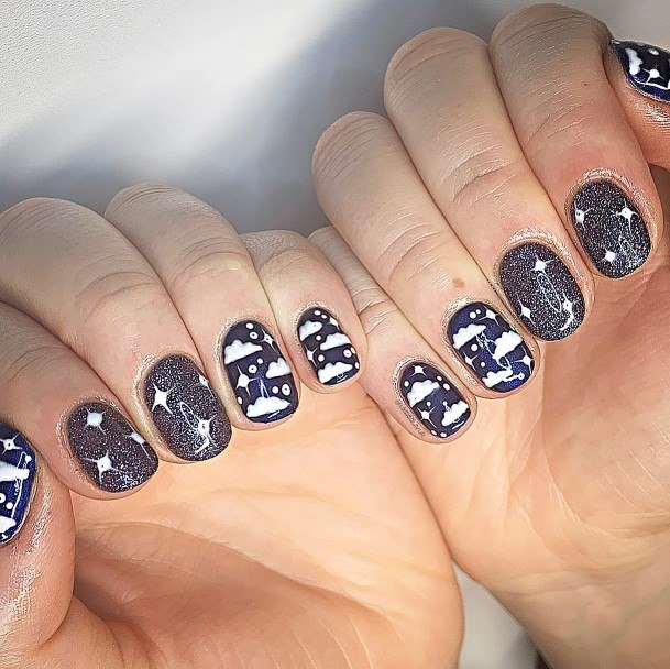 Womens Blue Short Nails