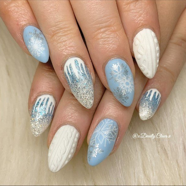 Womens Blue Winter Girly Nail Designs