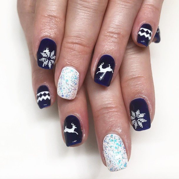 Womens Blue Winter Nail Design Ideas