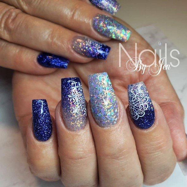 Womens Blue Winter Super Nail Designs