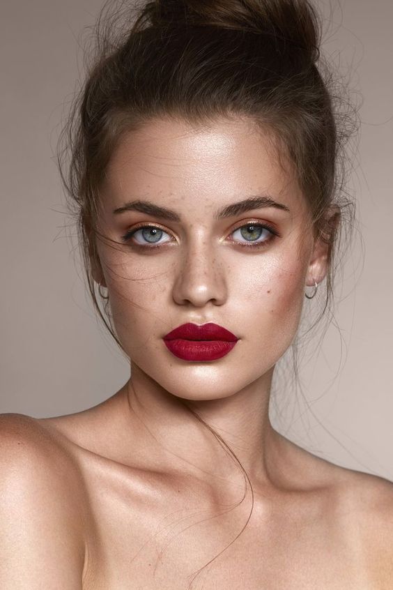 Womens Bold Red Lipstick Makeup