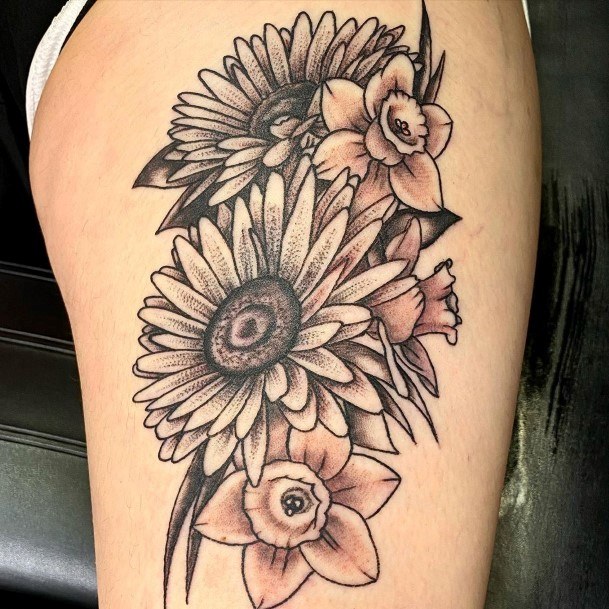 Womens Bouquet Of Sunflowers Tattoo Arms