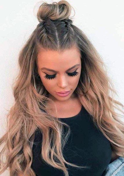 Womens Breezy Waves Half Updo Hairstyles Hot
