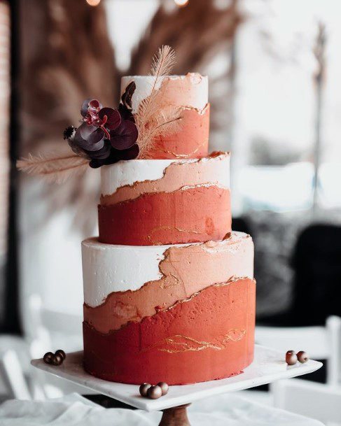 Womens Brick Red Art Fall Wedding Cakes Art