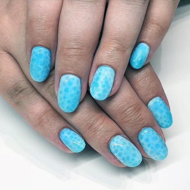 Womens Bright Blue Water Nails