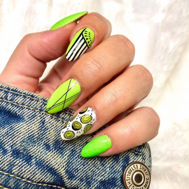 Womens Bright Kiwi Nails