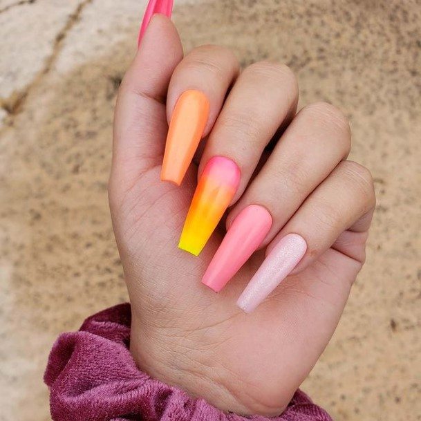 Womens Bright Ombre Good Looking Nails