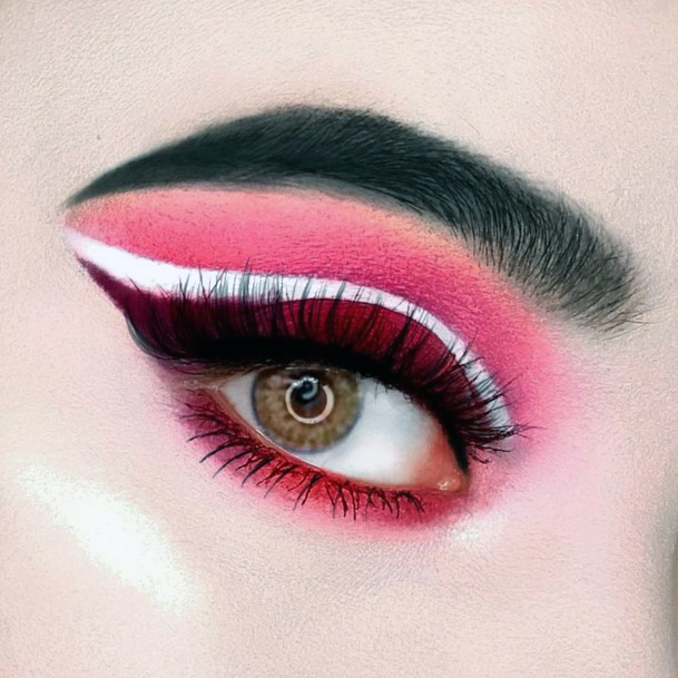 Womens Bright Pink And Red Eyeshadow