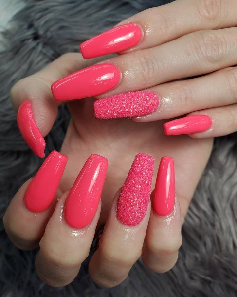 Womens Bright Pink Nails