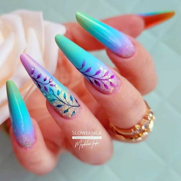 Womens Bright Summer Nail Design Ideas