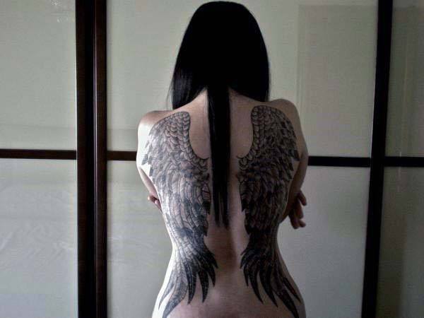 Womens Brilliant Angel Tattoo On Back