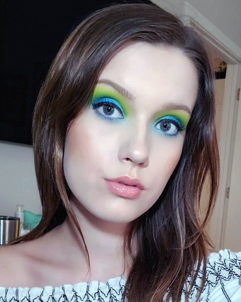 Womens Brilliant Green Blue Eyeshadow