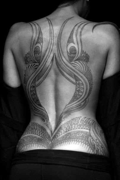 Womens Brilliant Tribal Tattoo Back