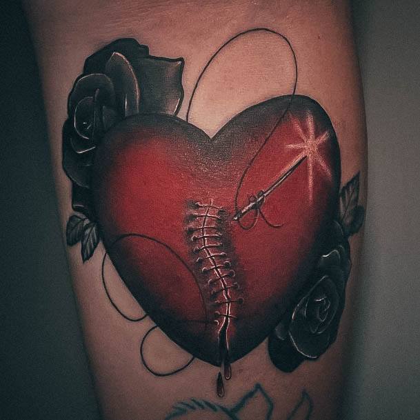 Womens Broken Heart Super Tattoo Designs