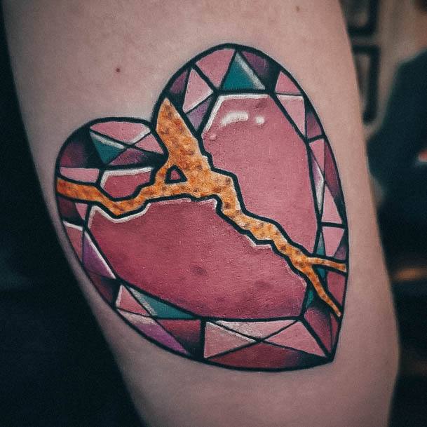 Womens Broken Heart Tattoo Design Ideas