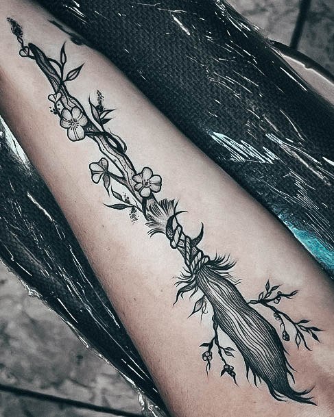 Womens Broom Tattoo Design Ideas