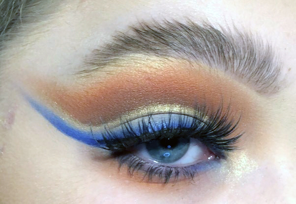 Womens Brown Brow And Blue Winged Eyeshadow