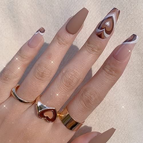 Womens Brown French Tip Girly Nail Designs