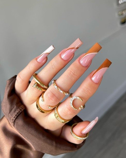 Womens Brown French Tip Nail Ideas