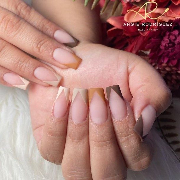 Womens Brown French Tip Super Nail Designs