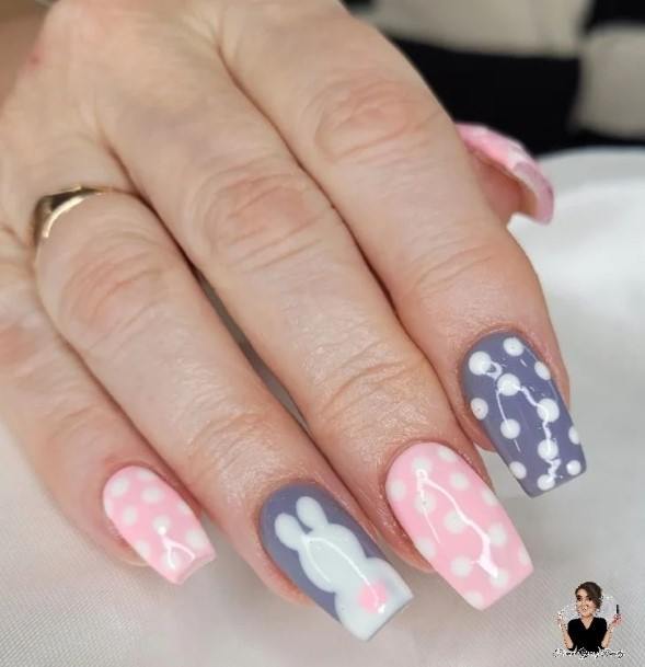 Womens Bunny Girly Nail Designs