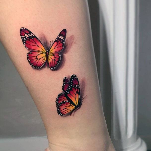 Womens Butterflies Tattoo 3D Art