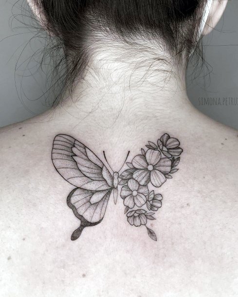 Womens Butterfly Flower Girly Tattoo Designs