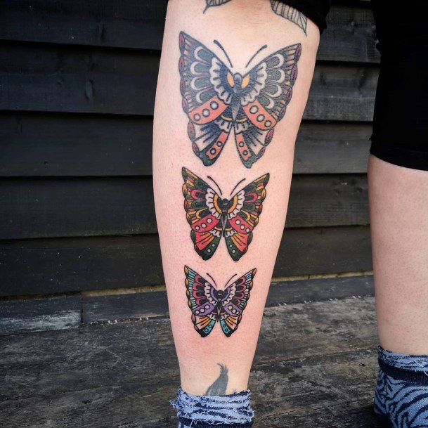 Womens Calves Perfect Butterfly Tattoo